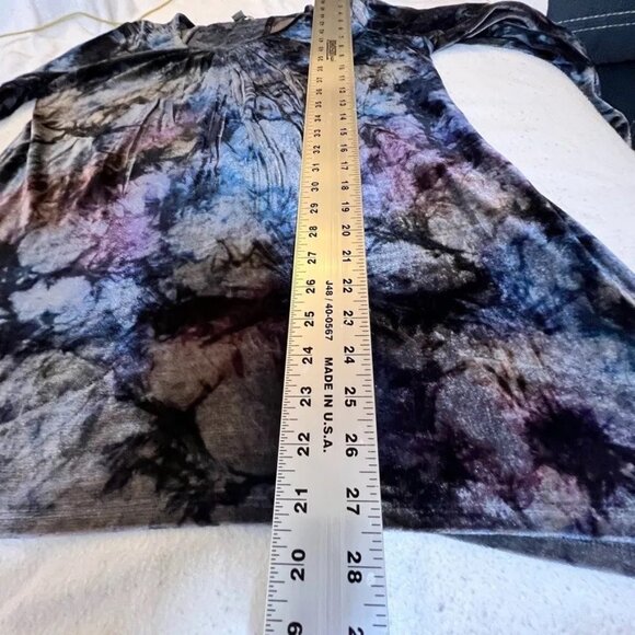 Live & Let Live Velvet Tunic Top Bell Slv Lace Blue Purple Flowy Gypsy Witchy M - Picture 7 of 9